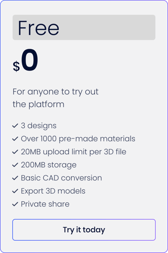 Toggle3D Pricing Plan - Free
