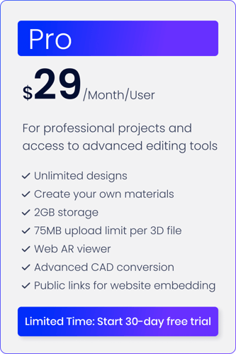 Toggle3D Pricing Plan - Pro
